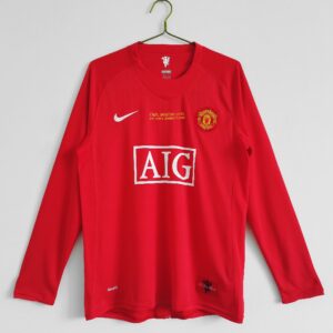 Manchester United 2007/08 home Long Sleeve Retro Soccer Jersey Champions League version